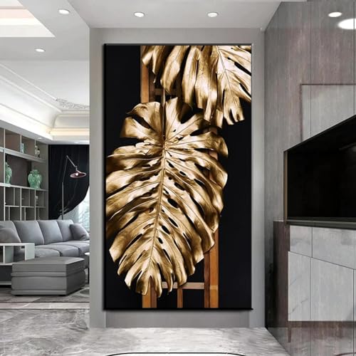 Affiches et impressions nordiques fleur abstraite feuille d'or