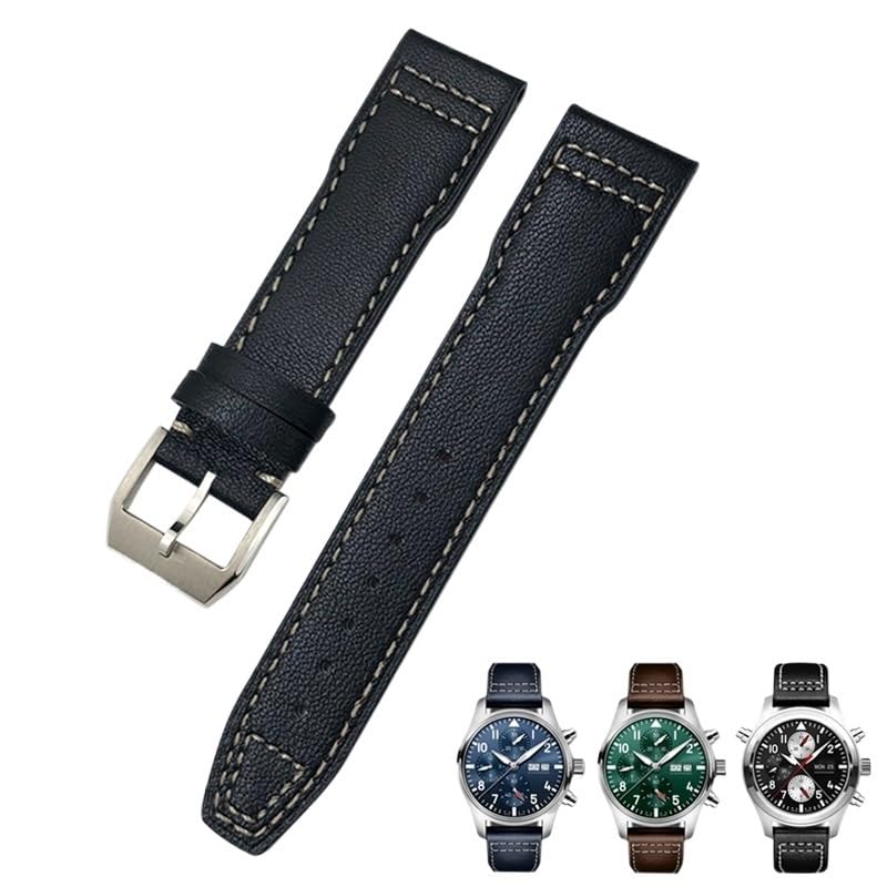 Bracelet de montre en cuir bleu 21 mm 20 mm compatible IWC Portugieser homme
