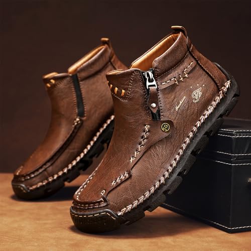 Men’s Leather Motorcycle Boots – Wide Toe Waterproof Anti-Slip Boots for Riding, Driving & Outdoor Work3