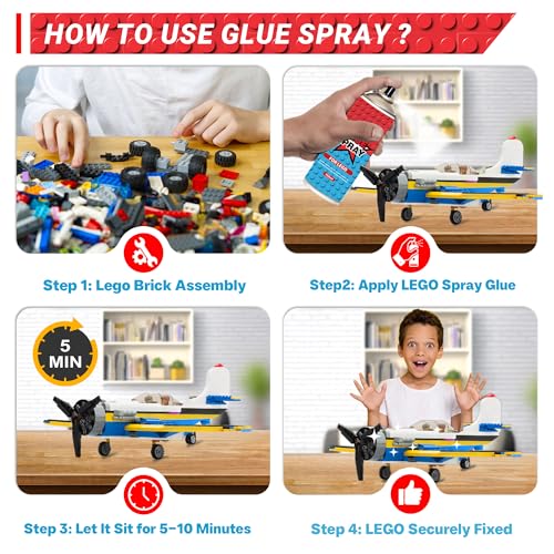 Image of Glue Spray for Lego, Dry Fast Without Leaving Sticky, Hold Still Togehter and Never Fall Apart, Won't Break or Loose Pieces in The Future, Temporary for Safe Transport & Display, 5.1 oz