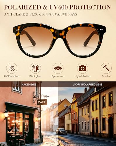 Image of Joopin Oversized Cat Eye Sunglasses Polarized UV Protection Retro Round Sun Glasses Shades for Women Driving Beach Vacation