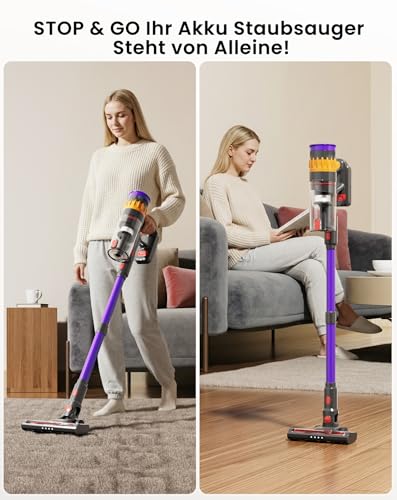 Akku Staubsauger Kabellos 40KPa/42Min für Tierhaare, Teppiche & Hartböden – Ansicht 6