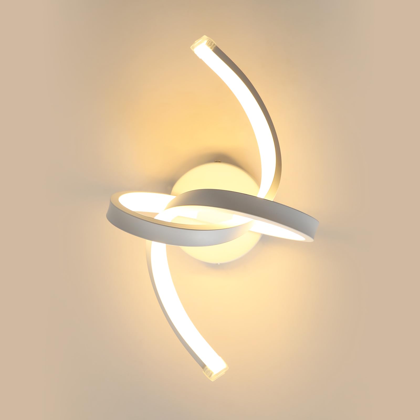 DELIPOP Wall Sconce, White Spiral Modern LED Wall Sconce Lighting, 3000K Warm Light Indoor Aluminum Bedside Wall Lamp Creative Modern Wall Light For Hallway, Bedroom, Living Room, Bathroom - View #9