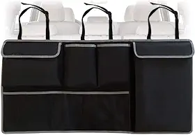 Organizador de Porta‑Malas Automotivo em Oxford Preto Grande Capacidade para Viagens e Uso Diário Dimensões 90x25x12cm