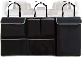 Organizador de Porta‑Malas Automotivo em Oxford Preto Grande Capacidade para Viagens e Uso Diário Dimensões 90x25x12cm