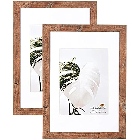 Scholar Tree A4 Picture Frame Brown Pack of 2 for Wall Mounting with Mount 15 x 20 cm Cover