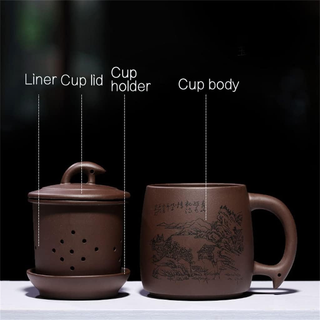 Grit Teacup Filter Yixing Clay Tea Cups Chinese Handmade Cup Lid Infuser