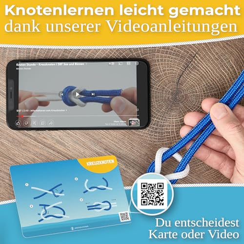 Idem Radices Knoten Stunde - Knoten Übungsset für den SBF See und Binnen - 11 Knoten inklusive Roringstek für Bodenseeschifferpatent