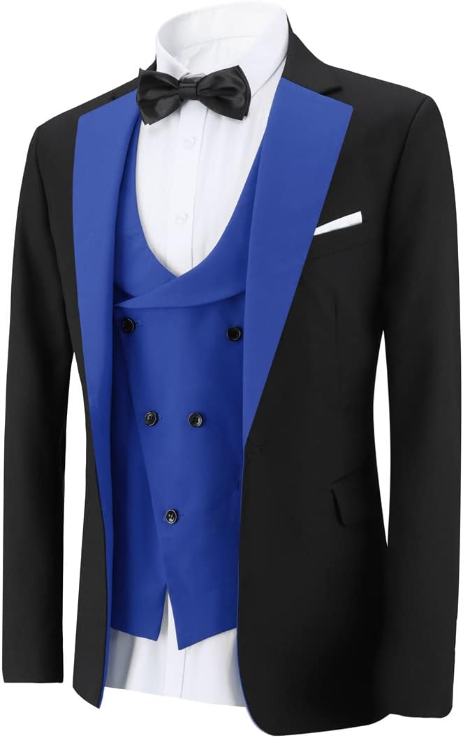 YFFUSHI Men's Slim Fit 3 Piece Suit One Button Blazer Vest Pants Wedding Prom Party Suits Set - Image 4