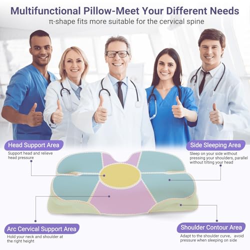 DONAMA Cervical Neck Pillow,Ergonomic Contour Orthopedic Pillow for Neck and Shoulder Pain Relief with Soft Cooling Pillowcase,Memory Foam Support Sleeping Pillow for Side,Back,Stomach Sleeper - Thumbnail 4