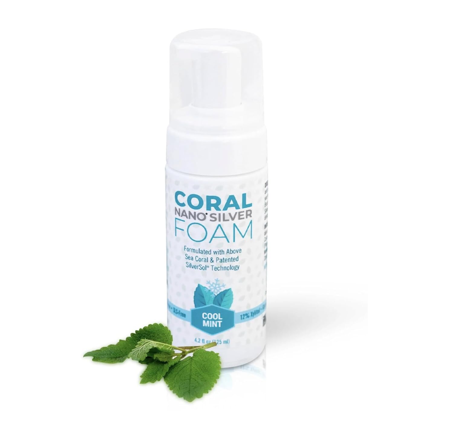 Coral Nano Silver Foaming Toothpaste – Fluoride Free Natural Remineralizing Tooth Foam – Whitening, SLS & Glycerin Free with Xylitol & Coral Calcium – Mint Flavor (4oz, 3-Month Supply)