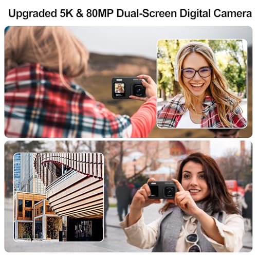 Cámara digital compacta 5K 80MP dual screen miniatura 5