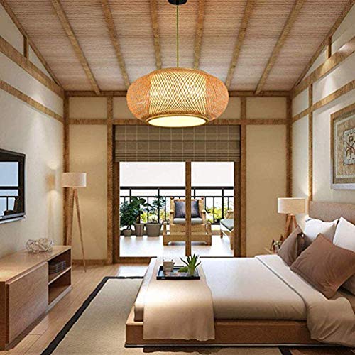 Gwy Bamboo Lantern Pendant Lamp, Retro Japanese Style E27 Chandelier Hanging Light Ceiling Lighting Fixture For Living Room Bedroom Restaurant Cafe Teahouse Bar Dining Room Club #TOP15