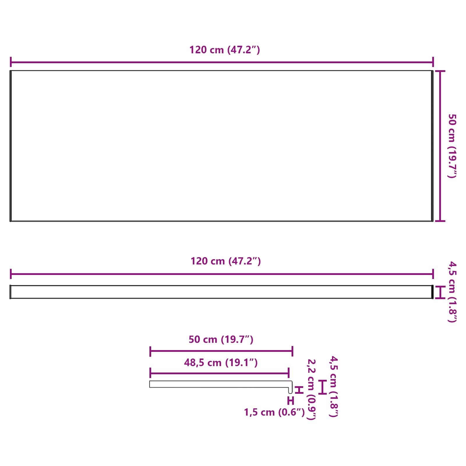 vidaXL Appui de fenêtre Blanc 120 x 50 x 4,5 cm PVC