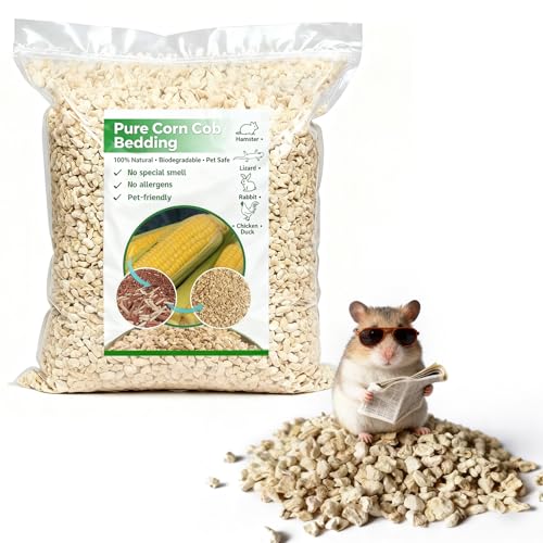 XXYOUPIN ‌Natural Corn Cob Pet Bedding - 44oz Premium Small Animal Bedding for Hamsters, Birds, Reptiles & More, Absorbent & Odor-Control