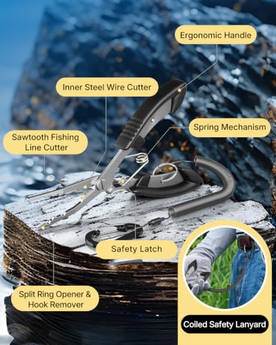 Image of Pawfly 250 Pcs Split Rings and Split Ring Pliers Kit for Fishing, Black-1 | 5 Sizes Fishing Split Rings & Fishing Pliers, Fishing Lure Connectors, Stainless Steel Split Rings for Saltwater & Freshwater