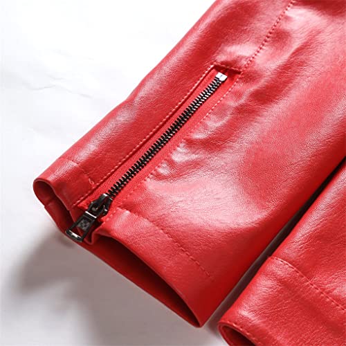 UIOKLMJH Men's Plus Size Lapel Zipper Leather Jacket Vintage Red Black Motorcycle Windbreaker Leather Jacket3