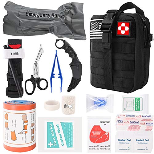 gearedt Emergency Trauma Kit, Professional First Aid Supplies with Molle Pouch, Tourniquet, 6