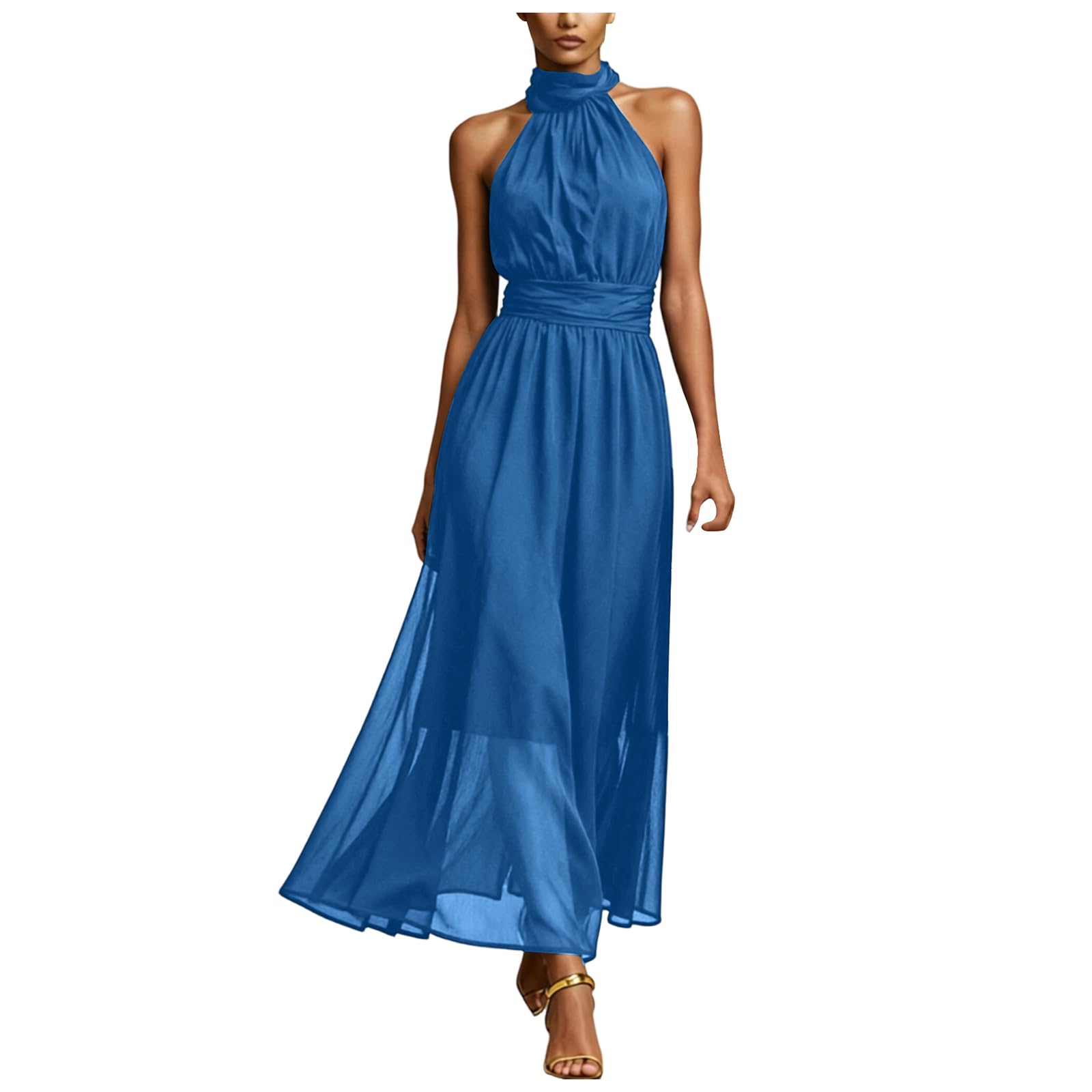 Vestido De Verano para Mujer De Lino Casual Ligero Respirable Vestido Verano Mujer Largo Fluido Mezcla Lino Algodón Vestidos Mezcla Algodón Fresco Uso Diario Vacaciones Marítimas