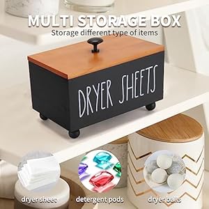 Dryer sheet box with lid dryer sheet holder dispenser container laundry room decor wood box for laundry room organization gift storage dryer sheets fabric sheet dryer balls black  urban country home decor