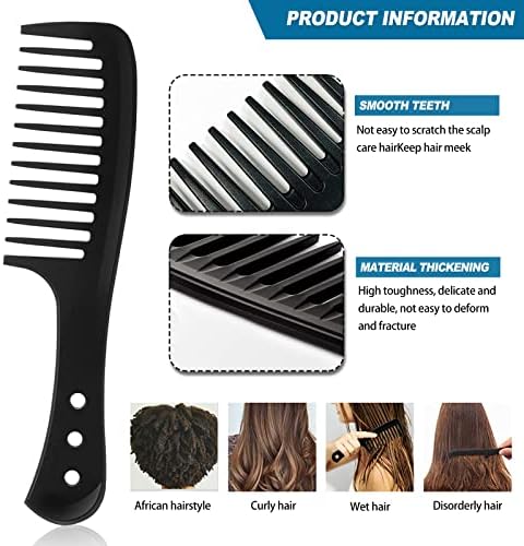 Wide Tooth Comb, Curl Styling Detangling Comb Plastic Hairdressing Hair Styling Combs Barber Shower Large Tooth Combs for Curly Hair or Long Wet Hairs