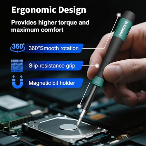 Image of STREBITO 64PCS Mini Precision Screwdriver Set with Torx, Triwing, Pentalobe Star, Electronic Repair Tool Kit for Computer, PC, Laptop, Macbook, Phone, PS4 PS5, XBOX, Switch, Eyeglasses, Ring Doorbell