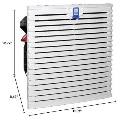 Rittal 3243100 Light Grey TopTherm Filter Fan, 12-23/32 Width x 12-23/32 Height x 5-5/8 Depth, 353 CFM, 230V
