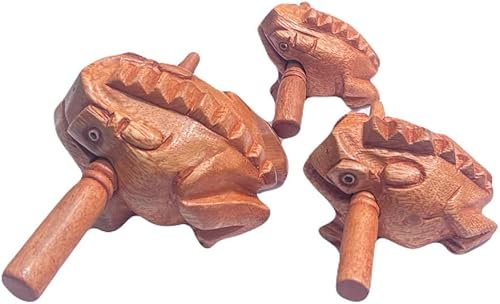 Vista 22 de Instrumentos de percusión hechos a mano con rana de madera, instrumento musical de rana de madera, juego de 3 piezas, rana de 4 pulgadas, rana de 3