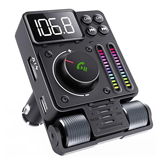 Hamourd Bluetooth Car Adapter - Bluetooth 5.3 FM Transmitter, PD 30W Type C Fast Charge & USB Port, HiFi Treble & Bass Player, Color Screen & Music Light Bar, Support Hands-Free Siri Google Assistant