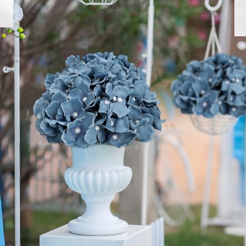 DIYDOFUN 11.81 Inch Hydrangea Flower Balls for Centerpieces - 12 PCS Artificial Floral Arrangement Large Fake Silk Kissing Ball for Wedding Table Home Party Decor - Dusty Blue — view 4