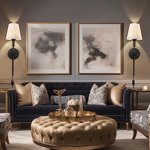 Soodmi Plug In Wall Sconce, Rustic Industrial Wall Lamps, Fabric Shades Wall Sconces Set Of Two, Industrial Wall Lamp With Plug In Cord, On/Off Switch Vintage Wall Light Fixture For Headboard Bedroom #TOP1