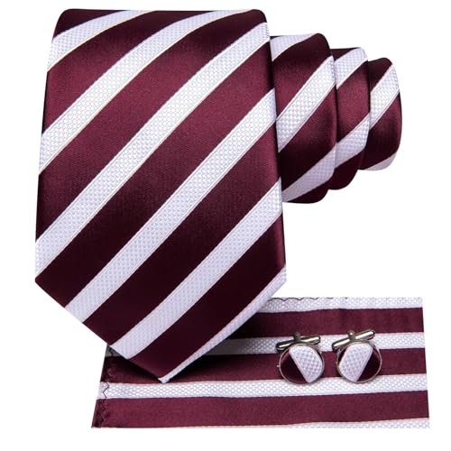 Image of Dubulle Mens Tie Set Solid Paisley Silk Striped Necktie for Men with Cufflinks Tie and Pocket Square