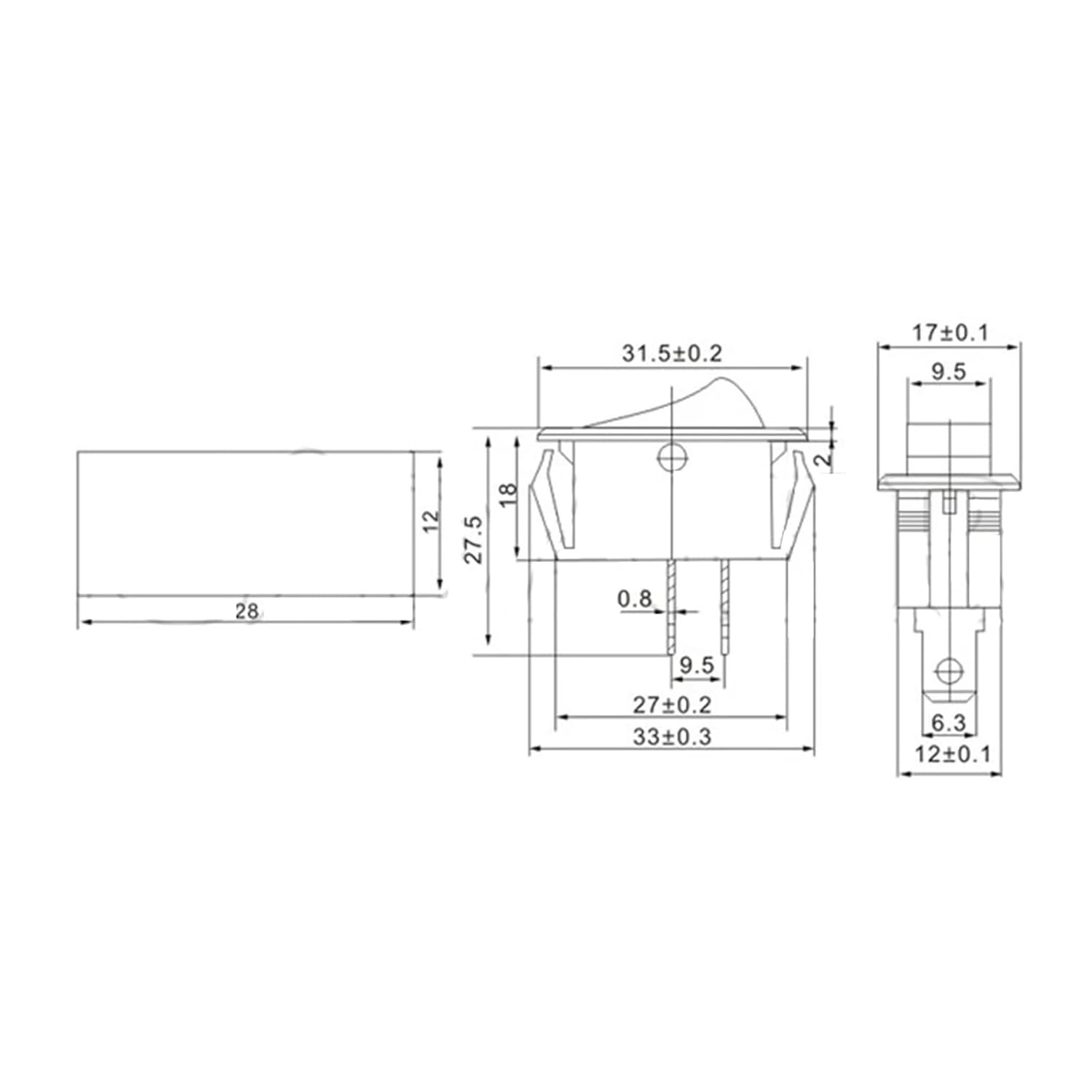 SDW-115-13-2 2Pins 2 Position Rocker Switches 15A125VAC 10A250VAC Red, 2-Pack