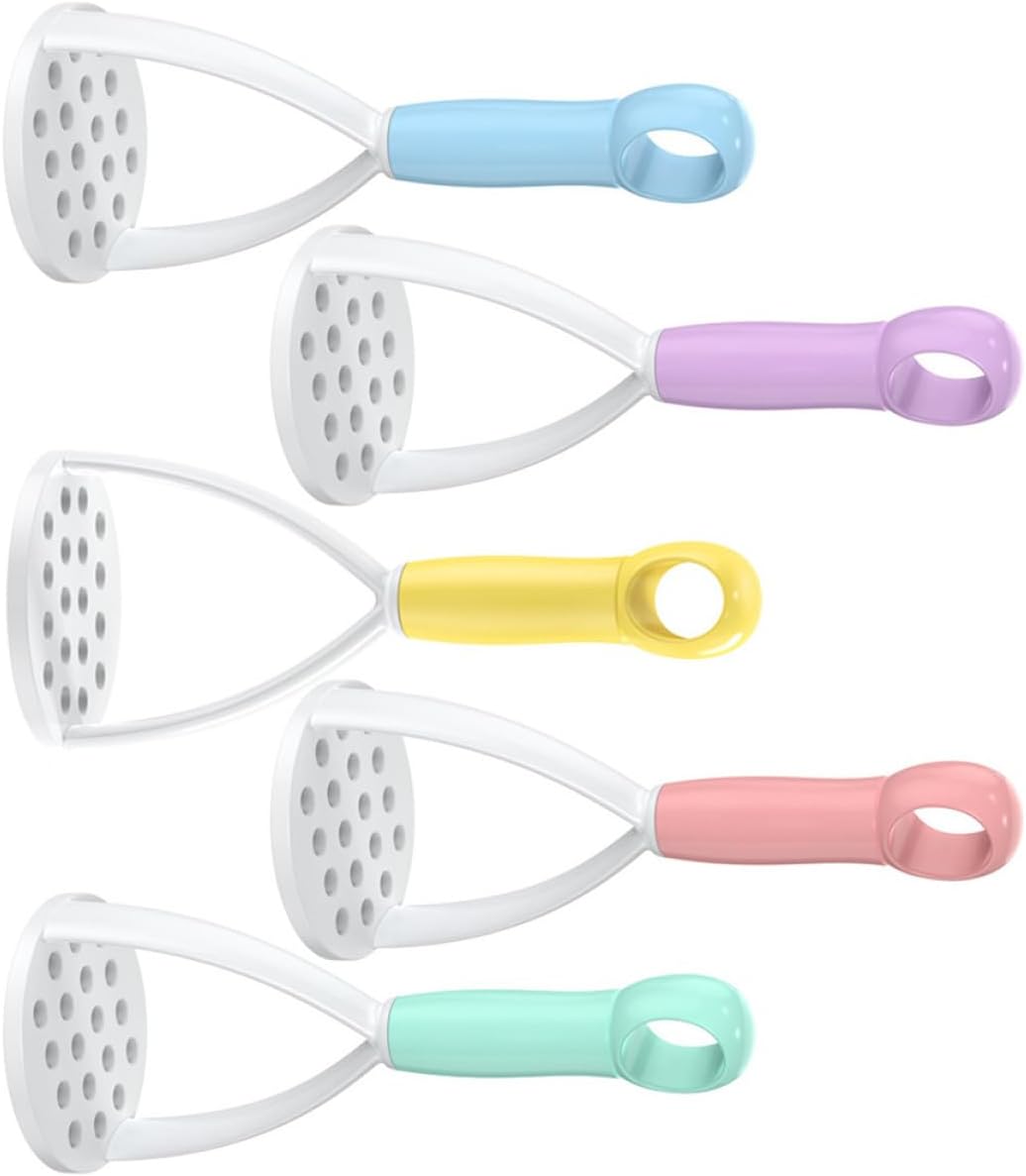SUPVOX 5pcs Manual Potato Masher Tool Set for Food Colorful Handheld Potato Presser and Crusher Food Masher Kitchen Gadget and Meals