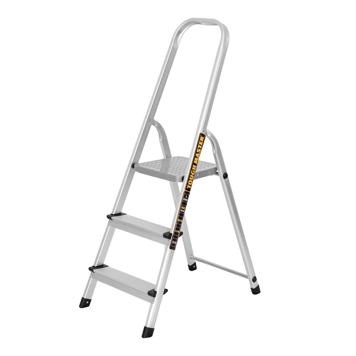 Tough Master 3 Step Ladder Folding Aluminium With 150Kg Max LoadEn131 Safety Standard from B&Q