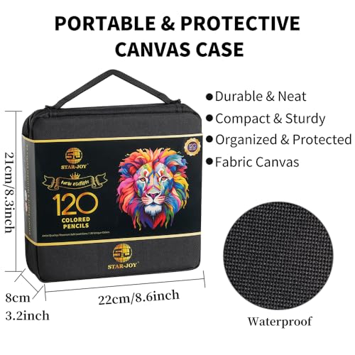SJ STAR-JOY Conjunto de 120 estojos de lápis de cor, grafite colorido de núcleo macio para artistas,