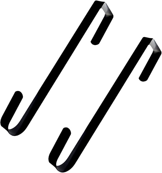 AnapoliZ Wreath Hooks Door Hanger for Bathroom Bedroom, Coats, Towels Metal Home Display Holiday Front Door Special Elegant Unique Design | Premium Sturdy Metal (2 Piece, Black)