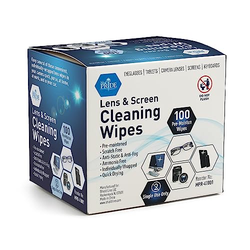 Medpride Premoistened Lens Wipes| Anti-Static, Anti-Fog, Quick-Dry & Scratch-Free| Cleaning Cloths For Led Touch Screen, Iphones, Ipads, Computer Monitors, Eyeglasses, Camera Lenses, Laptop (100) #TOP23
