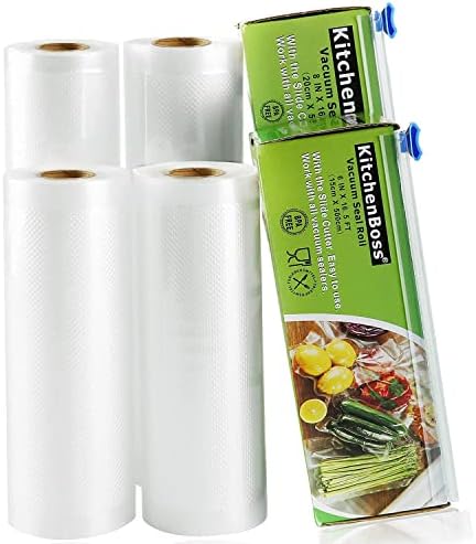 Vacuum Sealer Rolls - Vacuum Sealer Bags - 3 Rolls 28 x 500cm | with Cutter-Box | BPA-Free | Heavy Duty Embossed | for Vacuum-Sealer Food Storage and Sous Vide Cooking by KitchenBoss
