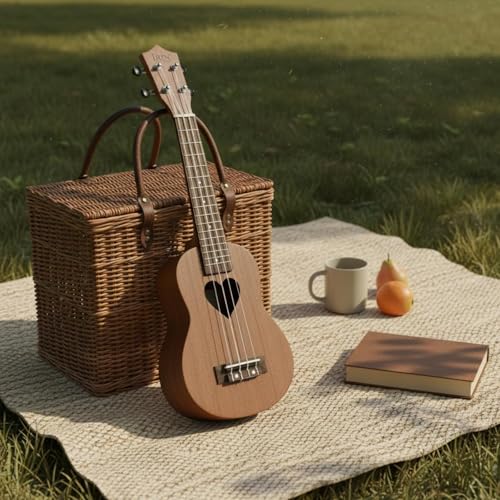 Image of BNF21 inch Concert Ukulele for Beginners - Easy‑Play Heart‑Shape Design, Mahogany Body, Nylon Strings - Ideal for Kids & Adults, Portable Acoustic Instrument