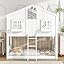 MiHunnor Twin Over Twin House Bunk Bed with Roof and Window
