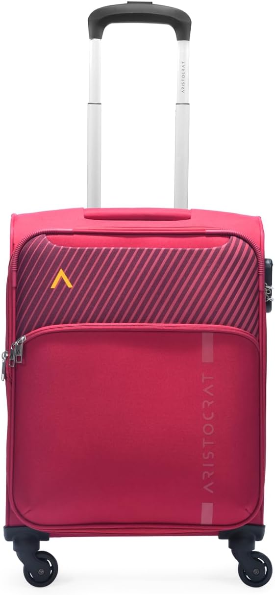 Striker 55Cms Small Soft Sided 4 Spinner Wheels Polyester Maroon Trolley