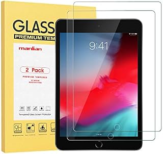 manlian Screen Protector for Apple iPad mini 5 (2019) and iPad mini 4, (2-Pack) Premium Tempered Glass Film.