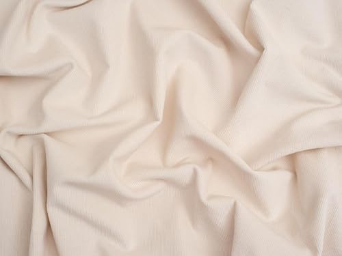 Minerva Core Range Ivory 16 Wale Stretch Woven Needlecord Fabric for Dressmaking - 145cm Wide - per metre