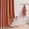 Bttn extra long shower curtain 96 inch boho rustic striped fabric shower curtain set with tassel water repellent tall farmhouse shower curtains for bathroom with hooks 72×96 burnt orange  urban country home decor