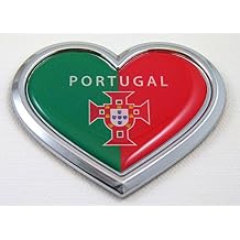 Portugal Heart Flag Chrome Emblem Car Decal 3D Sticker Badge Bumper Portuguese