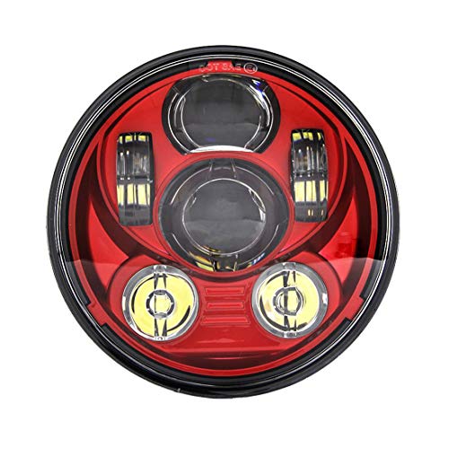 skuntuguang Rojo 5,75u00a0pulgadas redondasu00a0u0096u00a0Faro LED para motocicleta Harley Davidson XL 1200u00a0C, color rojo