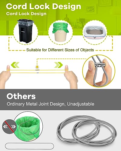 Rosaver Garbage Can Bands Cord Lord Design Adjustable Large Trash Can Rubber Bands Fits 8-33 Gallon Trash Cans Multifunction Bands Litter Box Bands for Kitchen Tables Picnic Party — view 2