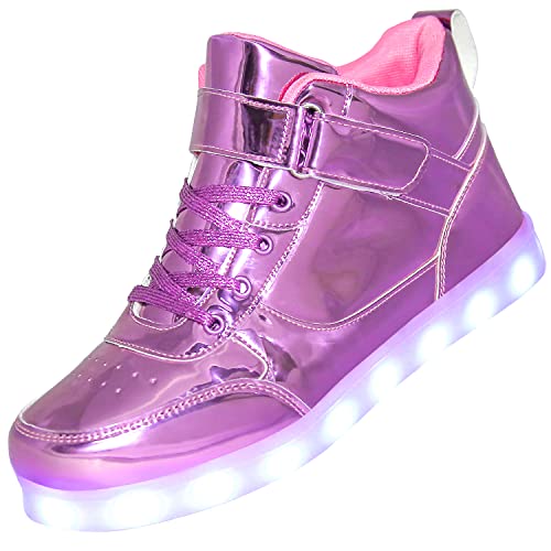 LakeRom Kids Light up Shoes Led Sneakers USB Charging Flashing Trainers for Boys Girls High Top Sneakers Pink33