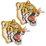 INFUNLY 2 parches de lentejuelas de tigre bordados de animales salvajes con cuentas para coser en parches de patrón de tigre, insignia para ropa de bricolaje, camisetas, jeans, chaquetas, sudaderas,